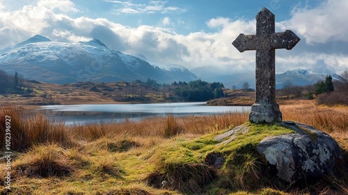 St Andrew's Day Artwork of St Andrew's Cross using natural elements, no humans