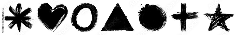 Brush stroke art png cut out element set Brush stroke art png cut out element set