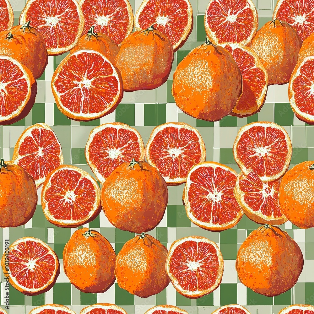 Seamless Pattern with oranges.  