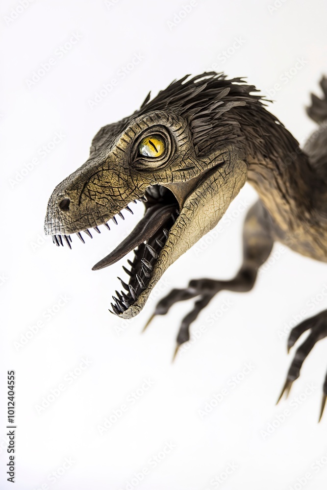 Fototapeta premium Saurischia, Theropoda, Velociraptor isolate on white background.