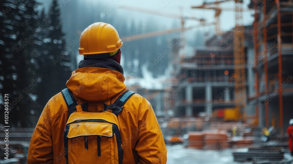 civil engineer surveying an active construction site surrounded by cranes and building materials showcasing focus and dedication to urban development and architecture civil engineer surveying an active construction site surrounded by cranes and building materials showcasing focus and dedication to urban development and architecture