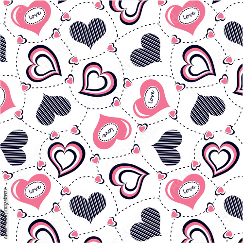 Sweet hearts pattern in dashed lines