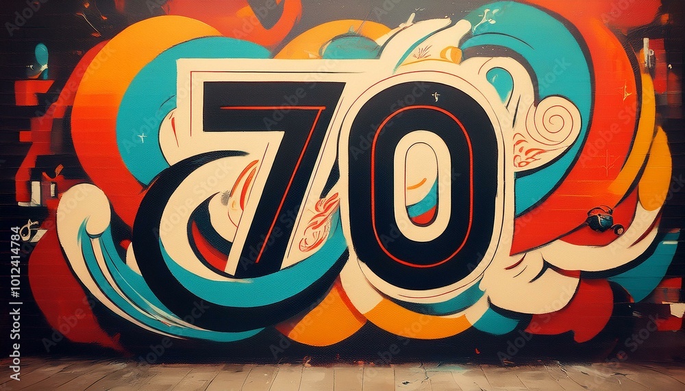 graffiti on a wall with the number 70 graffiti on a wall with the number 70