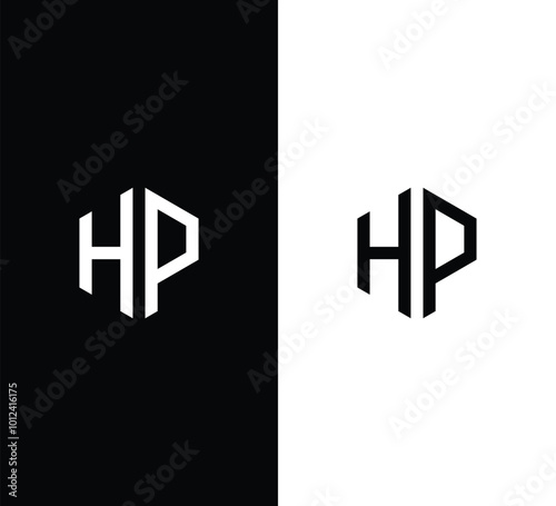 Hexagonal Letter HP Logo Design