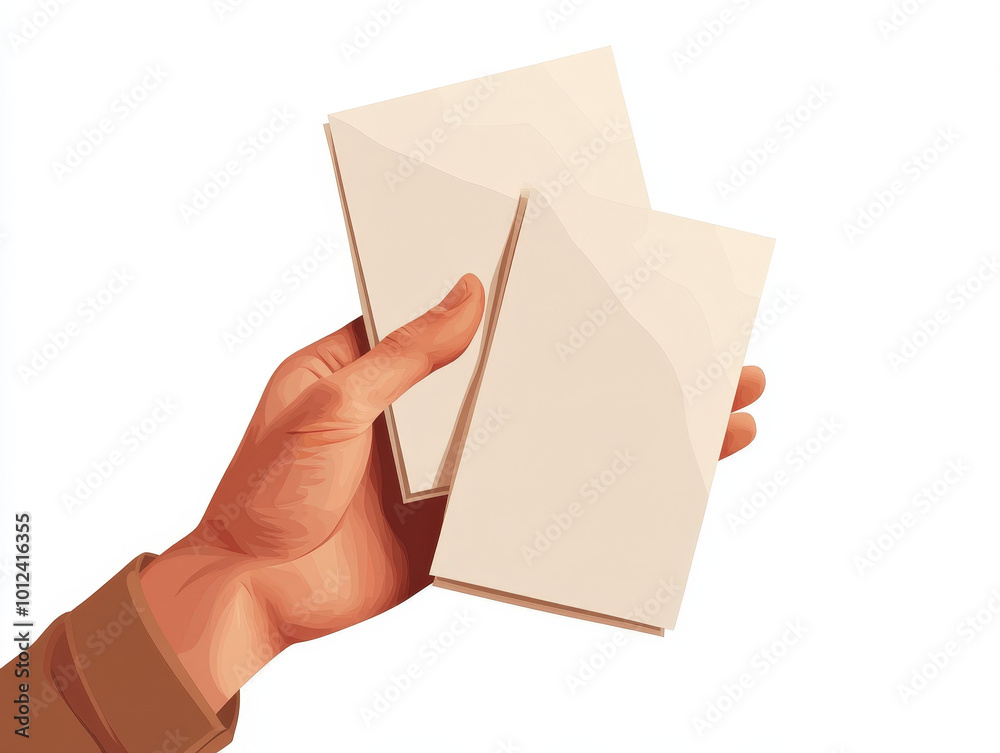 Minimalist Paper Cut Style Vector Illustration of Hand Holding Blank Sheets - Modern Design for Tickets, Flyers, Invitations Minimalist Paper Cut Style Vector Illustration of Hand Holding Blank Sheets - Modern Design for Tickets, Flyers, Invitations