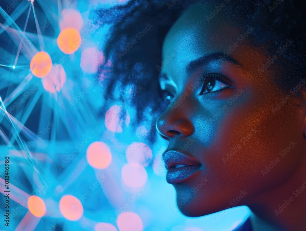 Cybernetic Beauty in a Neon Dreamscape