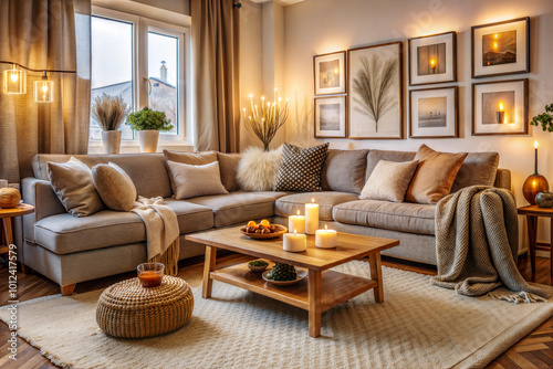 Wallpaper Mural A warm and inviting living room designed for comfort Torontodigital.ca