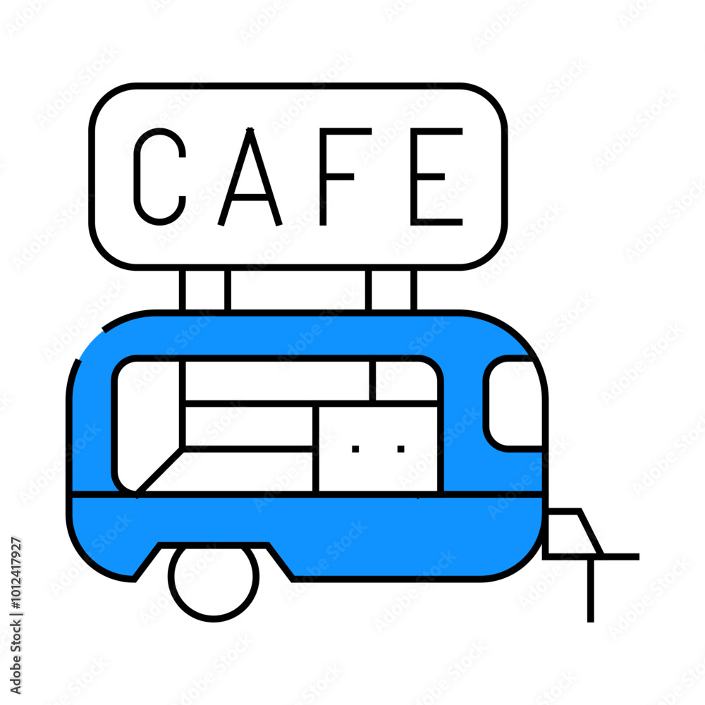 cafe trailer line icon vector. cafe trailer sign. isolated symbol illustration cafe trailer line icon vector. cafe trailer sign. isolated symbol illustration