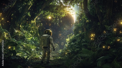 Astronaut in a Mystical Forest