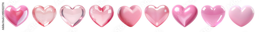 3D heart-shaped png cut out element set 3D heart-shaped png cut out element set