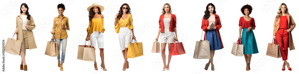 © Rawpixel.com - Diverse woman shopping full body png cut out element set © Rawpixel.com - Diverse woman shopping full body png cut out element set