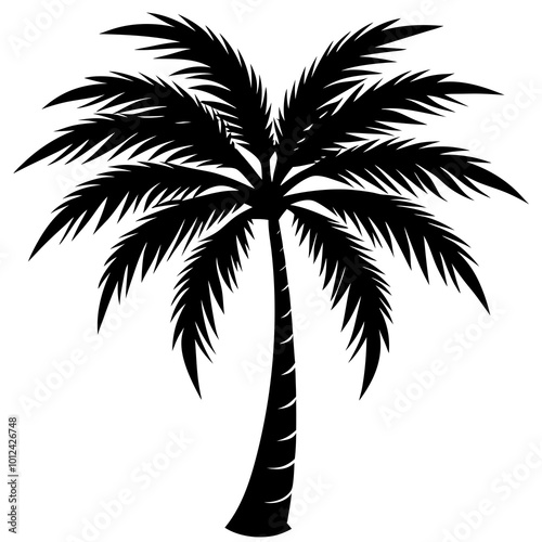 palm tree silhouette on white background.