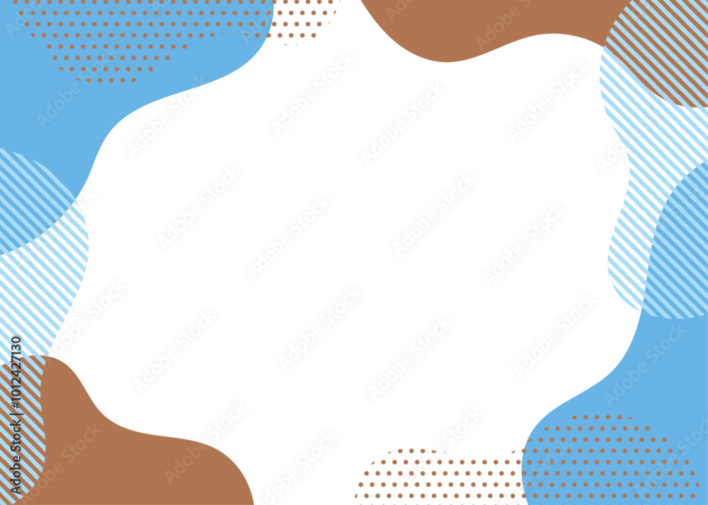 くすみブルーと茶色のアブストラクトフレーム