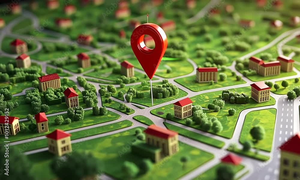 3d render of a map pointer on a green background