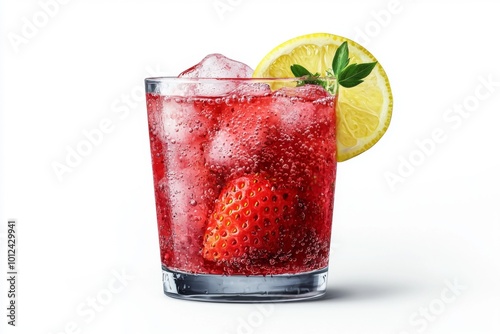 Refreshing Chilled Strawberry Lemonade Beverage photo