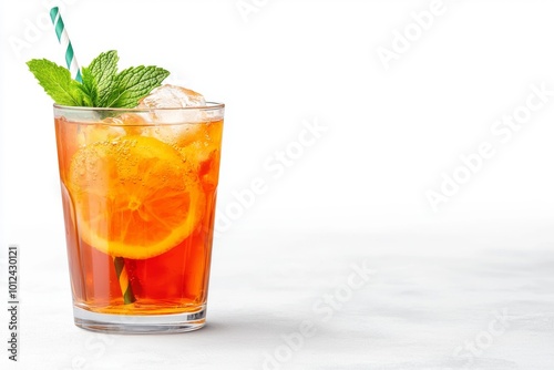 Refreshing Iced Tea with Mint and Lemon Slices