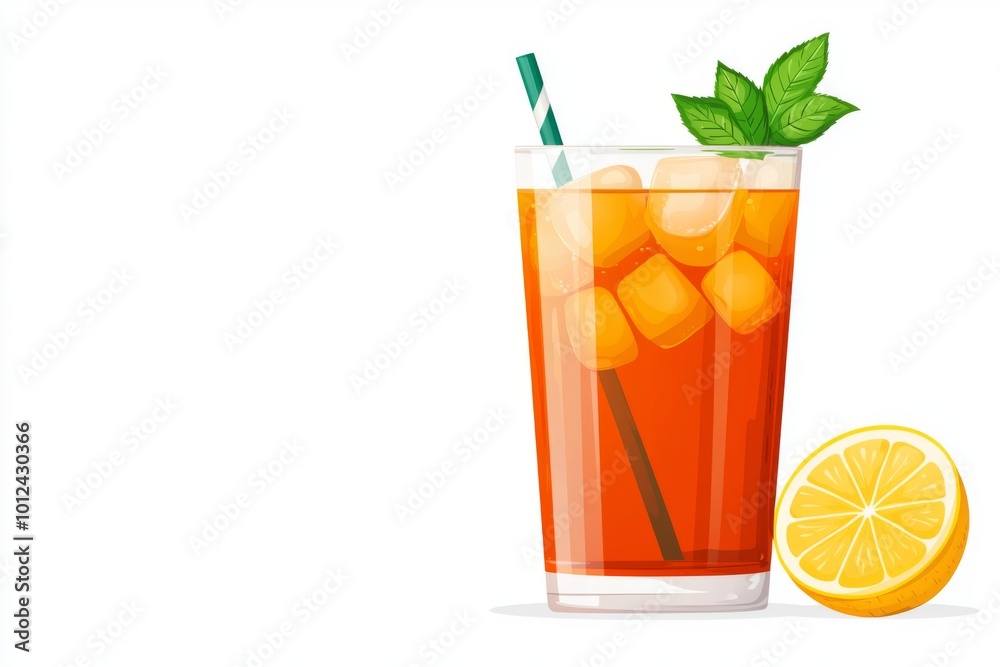 Fototapeta premium Refreshing Iced Green Tea with Lemon Garnish