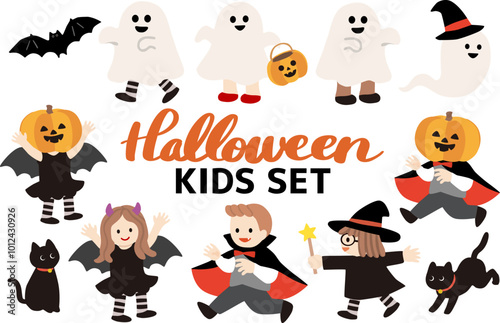 ハロウィンキッズベクターイラストセット