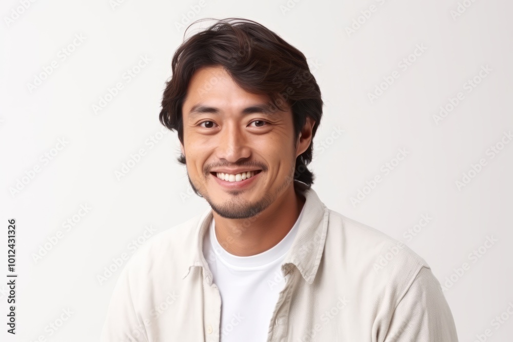 Portrait of a happy young Asian man smiling and looking at camera Portrait of a happy young Asian man smiling and looking at camera