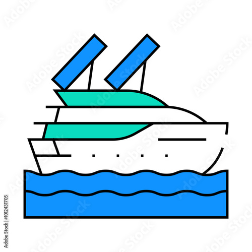solar powered ship line icon vector. solar powered ship sign. isolated symbol illustration photo