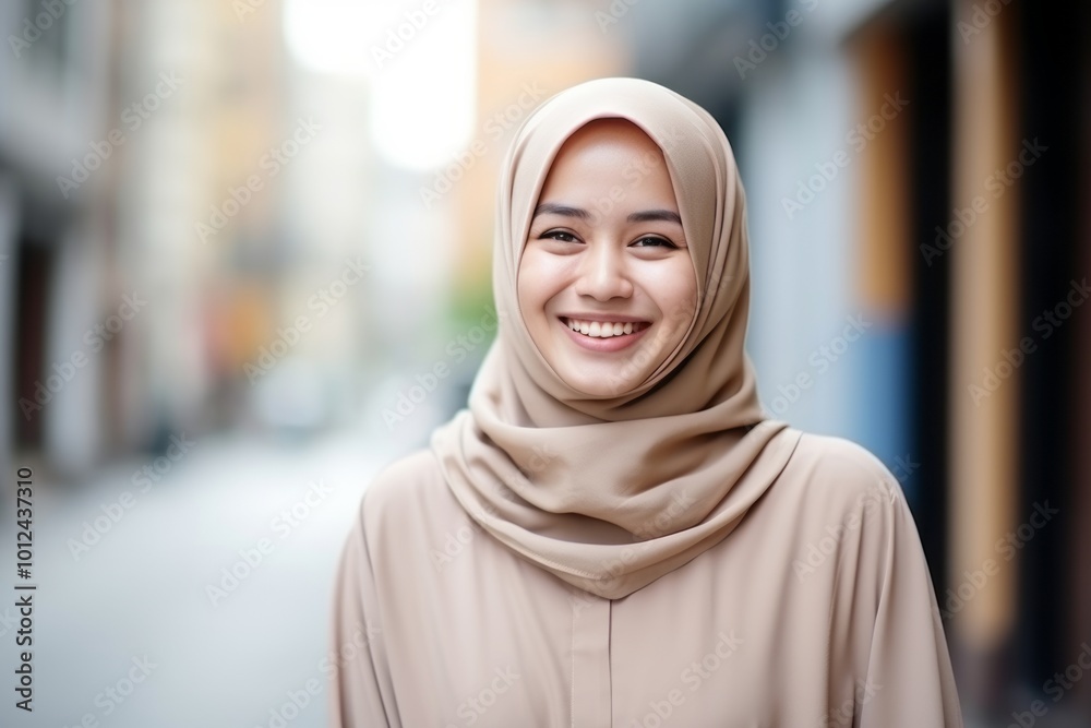 Portrait of muslim woman with hijab smiling at the camera. Portrait of muslim woman with hijab smiling at the camera.