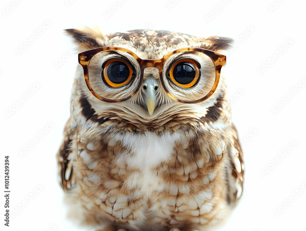 Naklejka premium Wise Owl Photo - Owl with Glasses