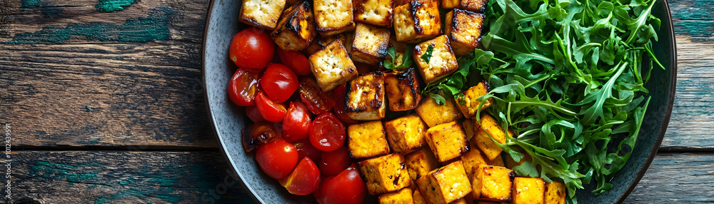 Crispy Tofu Salad with Arugula and Cherry Tomatoes Crispy Tofu Salad with Arugula and Cherry Tomatoes