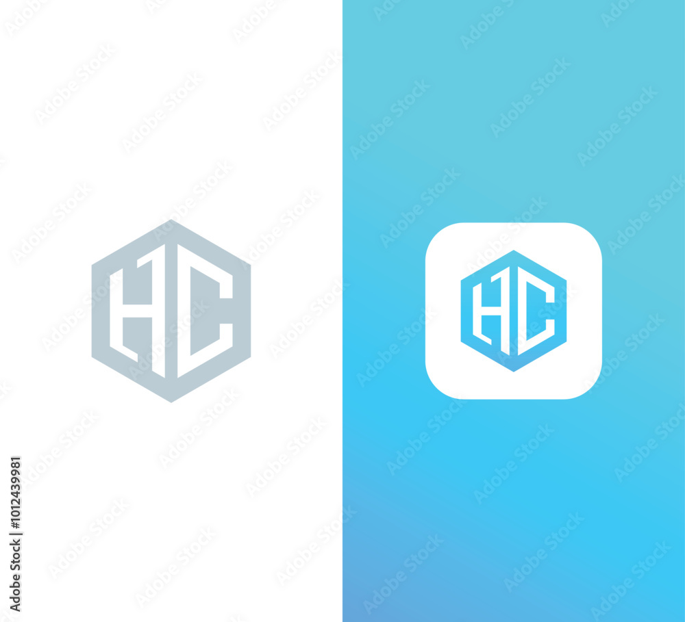 Minimalist Hexagonal Letter HC Logo Design Minimalist Hexagonal Letter HC Logo Design