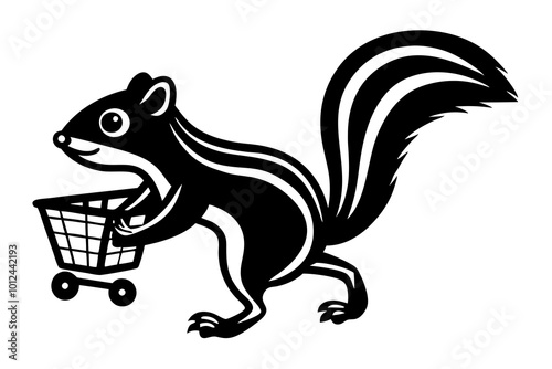 Squirrel funny animal manage shopping with cart vector illustration photo