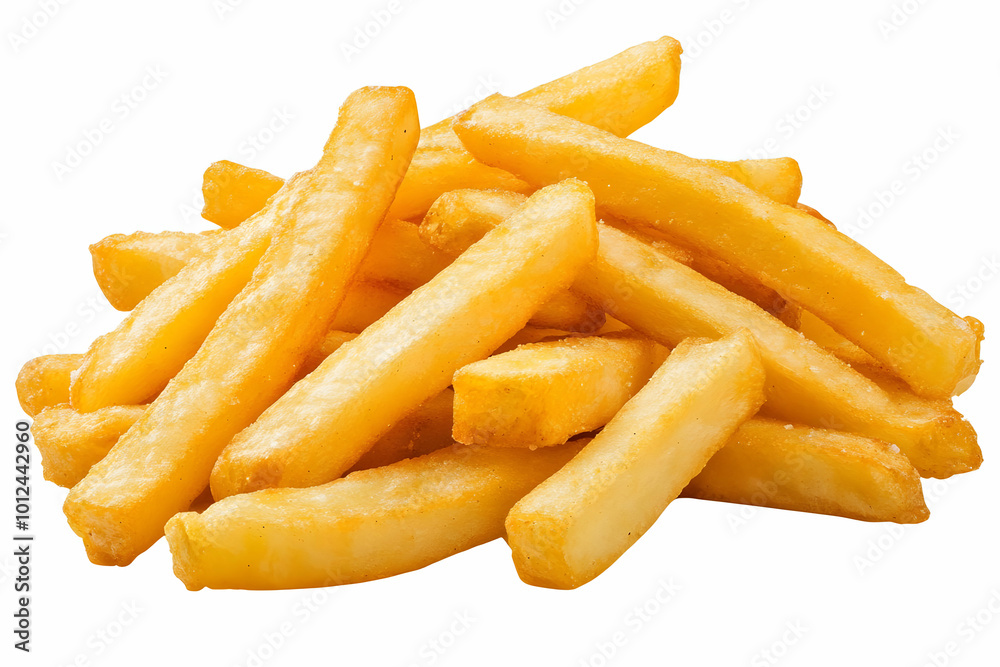 Photo of Crispy Golden French Fries on White Background Photo of Crispy Golden French Fries on White Background