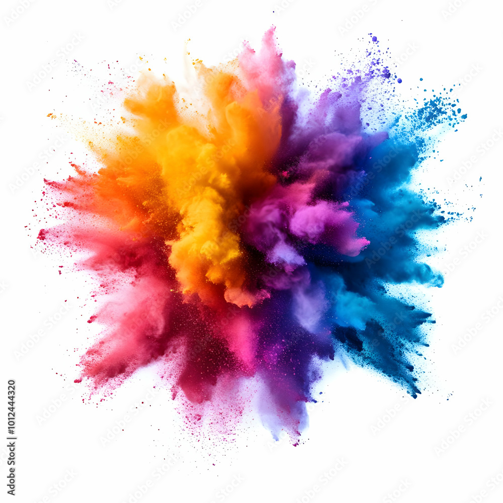 Abstract Background Explosion Colorful Powder Burst on White Abstract Background Explosion Colorful Powder Burst on White