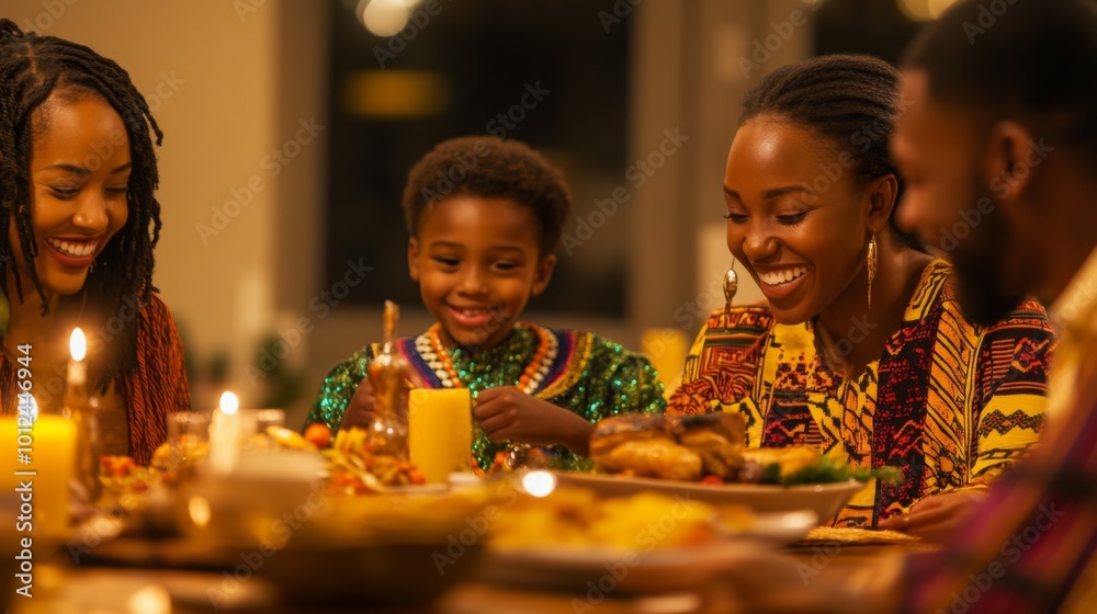 A Black Family Enjoying a Festive Meal Together A Black Family Enjoying a Festive Meal Together