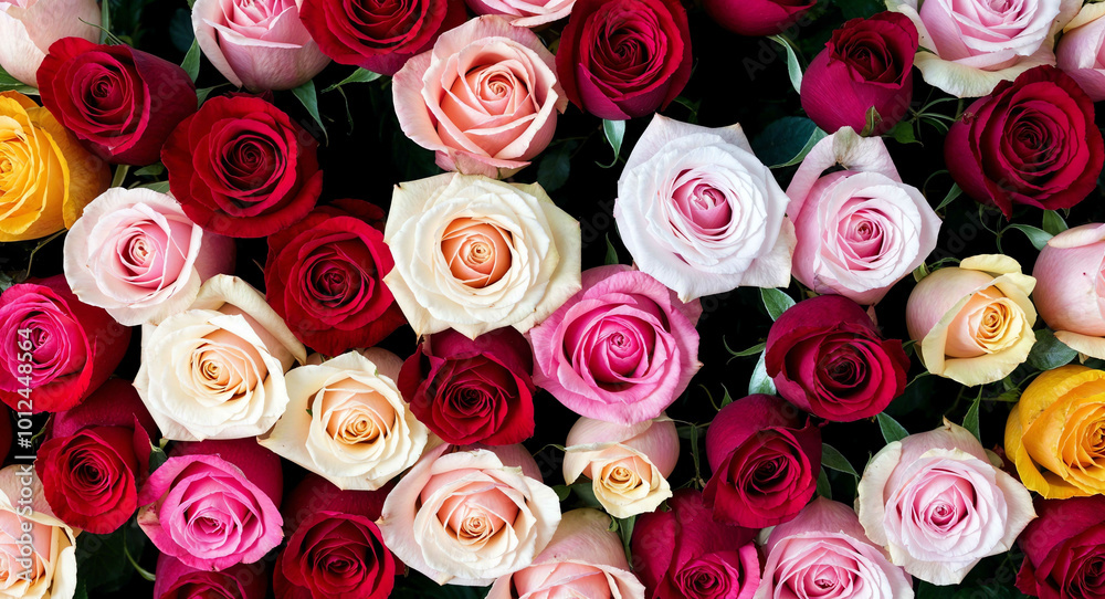Naklejka premium Colorful rose flowers background