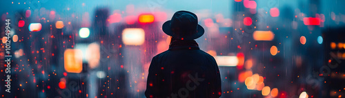 Abstract Background - City Lights Bokeh Rain Illustration