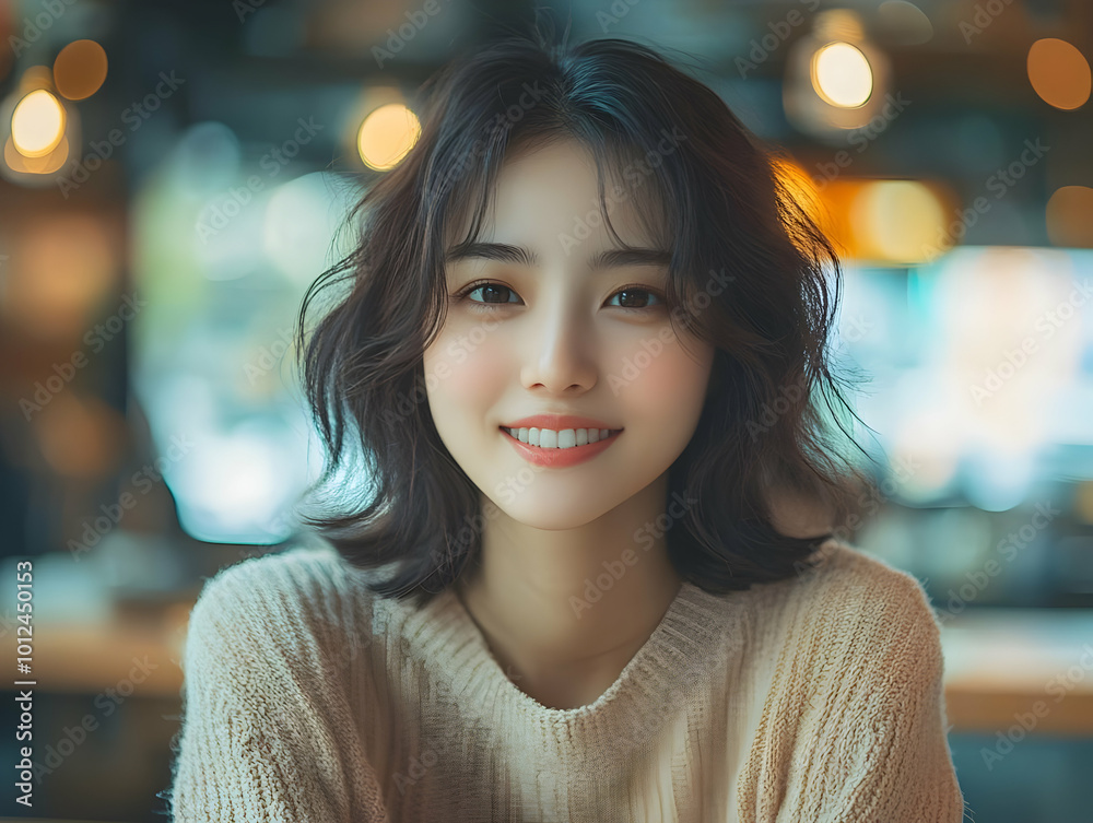 Illustration of Beautiful Young Woman with a Bright Smile Illustration of Beautiful Young Woman with a Bright Smile