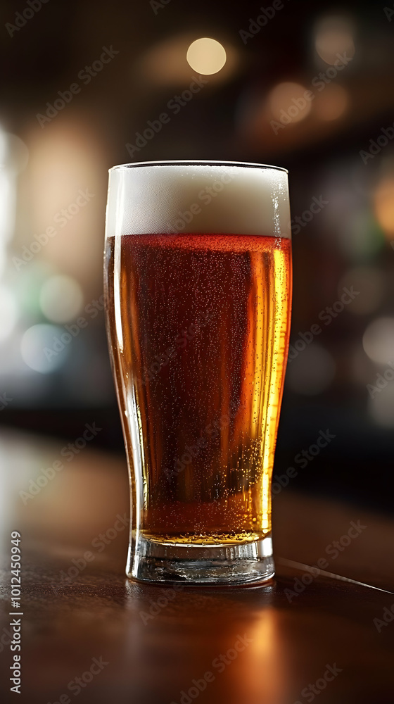 Photo - Chilled Beer Glass on Bar Counter Photo - Chilled Beer Glass on Bar Counter