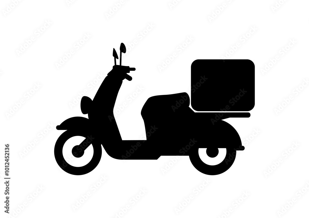 Fototapeta premium 配達やデリバリー用のバイク。シルエットイラスト。