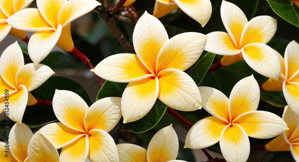 Obraz premium Yellow plumeria flowers background