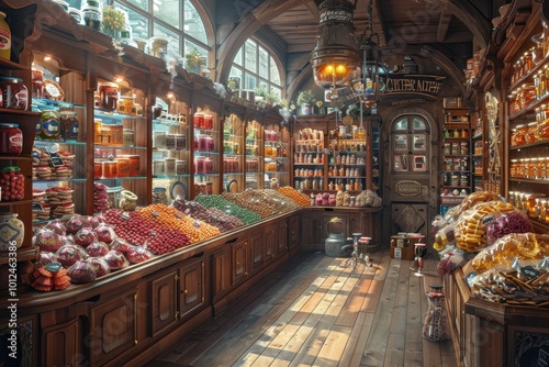 Charming shop with colorful vintage candies