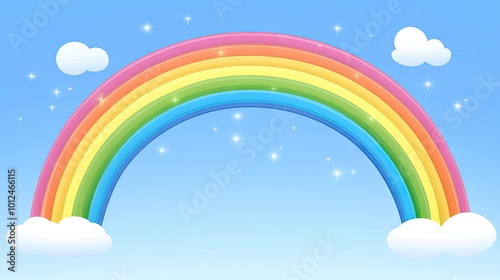Magical pastel sky with holographic rainbow colors and glittering stars, creating a whimsical, fantasy backdrop.