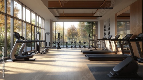 Modern Fitness Center with Large Windows