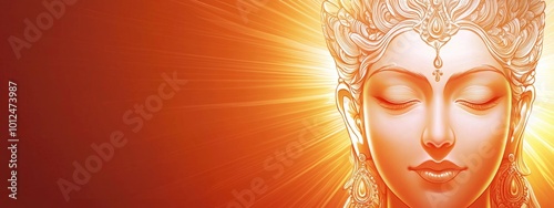 Surya deity: The divine charioteer, symbolizing life and strength, honored during Makar Sankranti, Chhath Puja, and Ratha Saptami, revered for guiding the Sun's celestial journey in Hindu tradition. photo