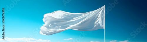 Wallpaper Mural Photo - White Flag Waving in the Wind Against a Blue Sky Torontodigital.ca