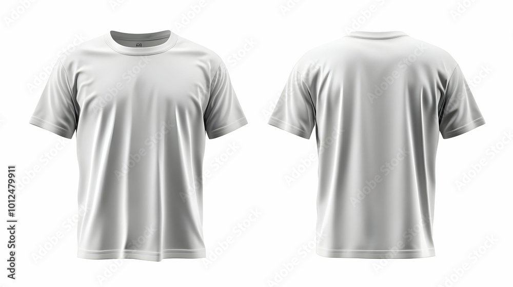 Realistic 3D White T-Shirt Illustration: Front & Back Views Realistic 3D White T-Shirt Illustration: Front & Back Views