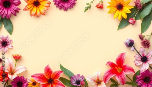 Wallpaper Mural frame made of colorful flowers Torontodigital.ca