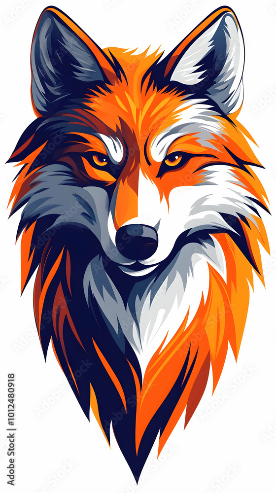 Illustration of a Fox with Orange and Blue Fur Illustration of a Fox with Orange and Blue Fur