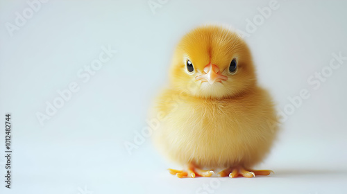 Photo of a Fluffy Yellow Baby Chick on White Background