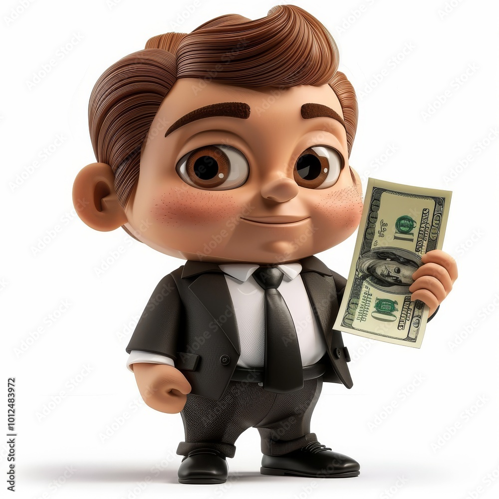 A cartoon character holding a $20 bill A cartoon character holding a $20 bill