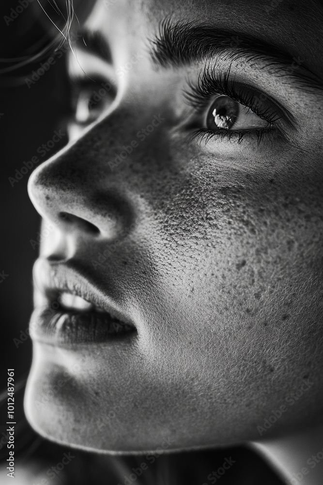 Naklejka premium woman face closeup with pores
