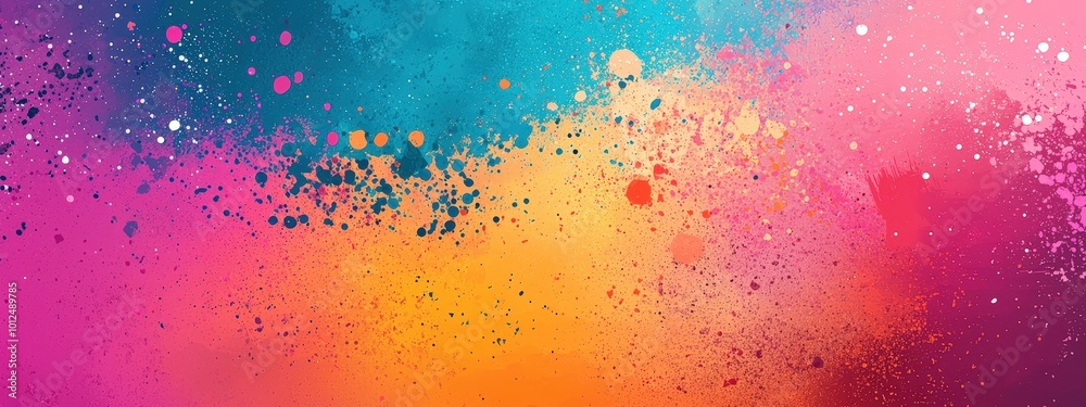 Fototapeta premium Abstract texture with chaotic paint splatters in bright, contrasting colors